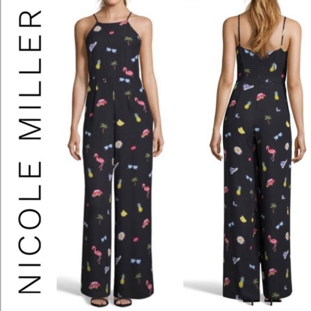 Nicole Miller NWT Summer Print High Neck Jumpsuit.
